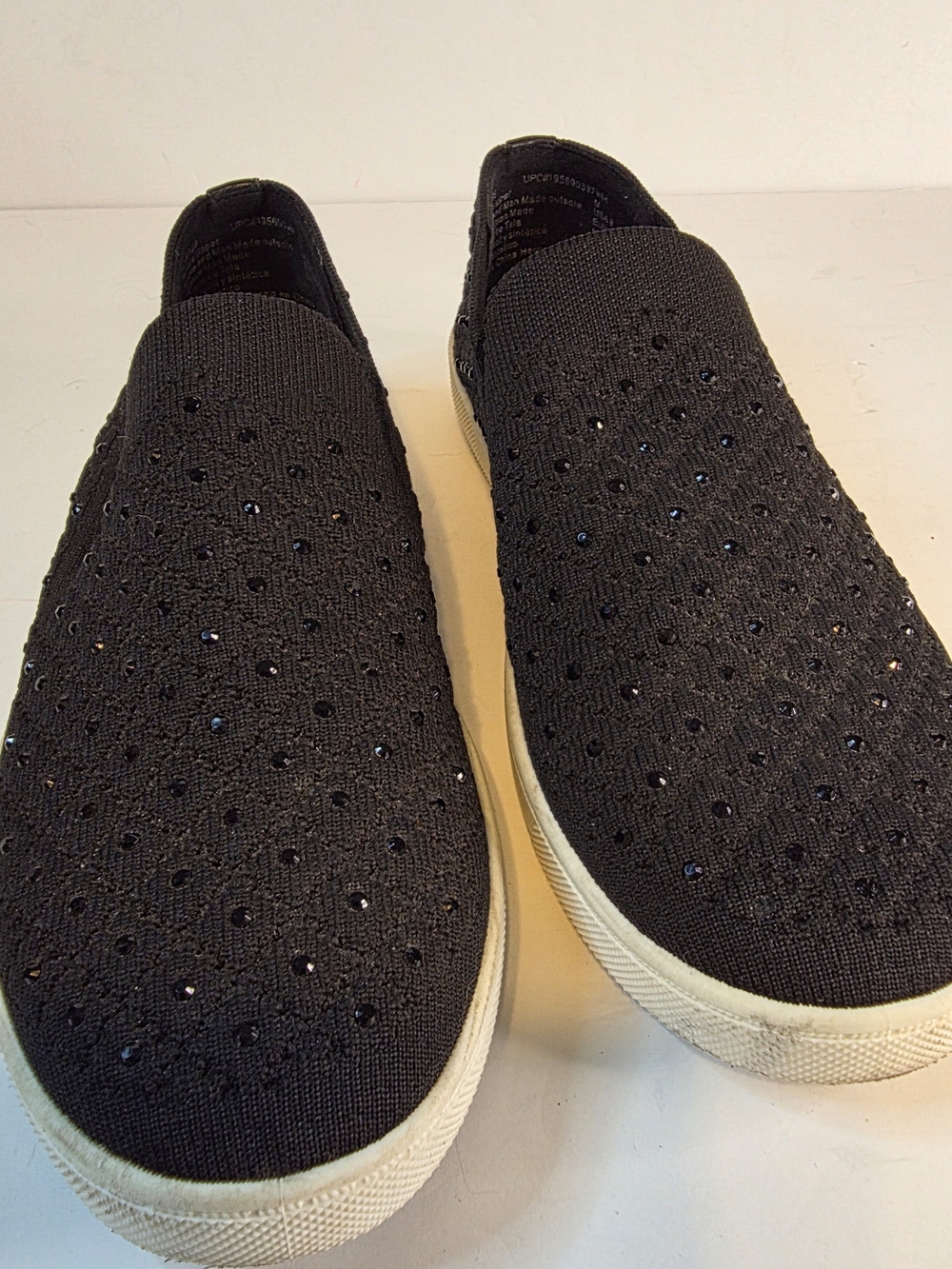 White Mountain Black Slip-On Sparkle Knit Flats Size 9